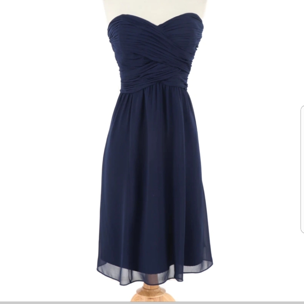 Lauren Ralph Lauren Romantic chiffon navy blue strapless evening dress NWT 12